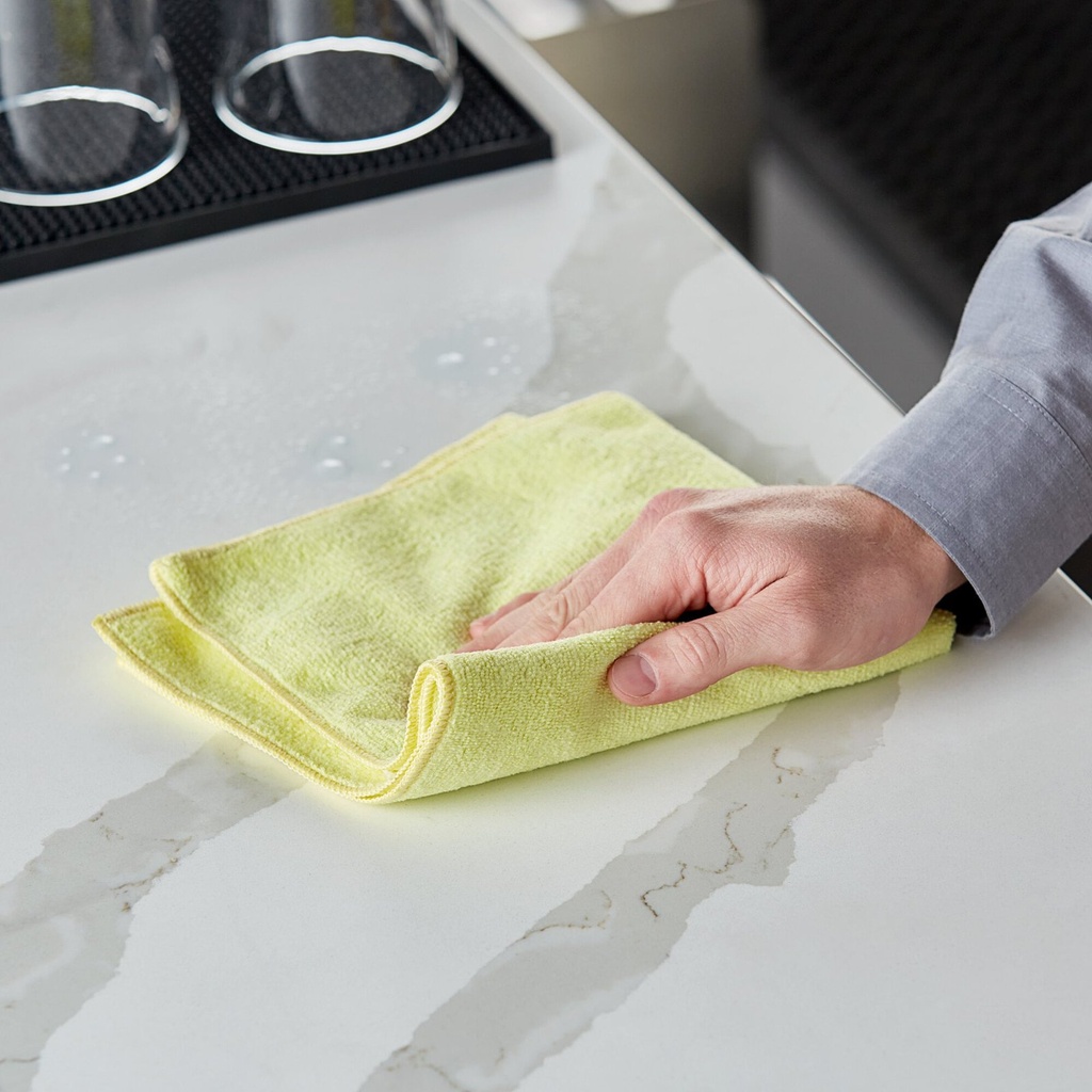 Linge en microfibre, 16 x 16 po, 350 g/m², jaune