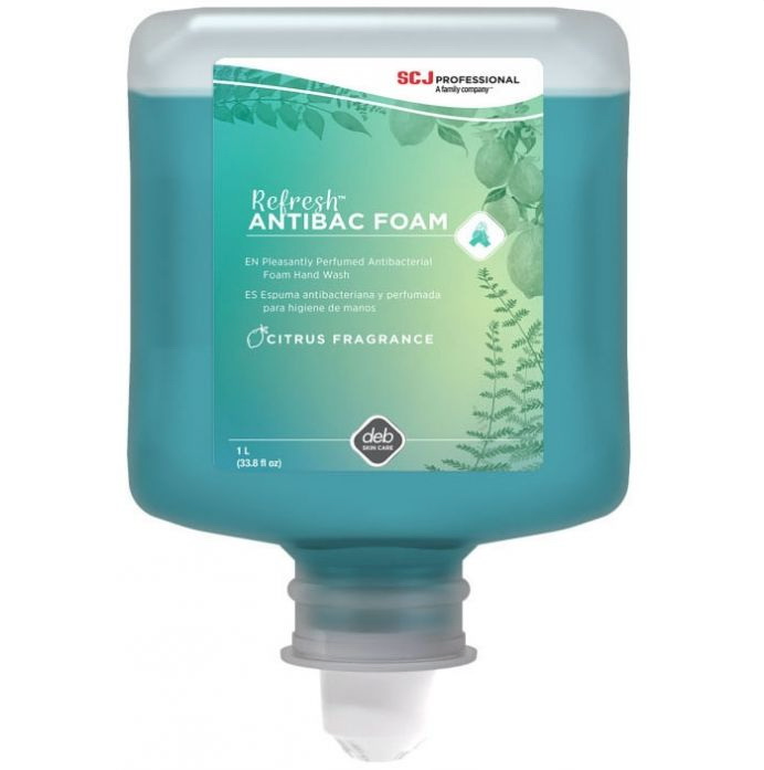 Deb Refresh Antibacterial Foam Hand Soap, Green, 1 L Refill