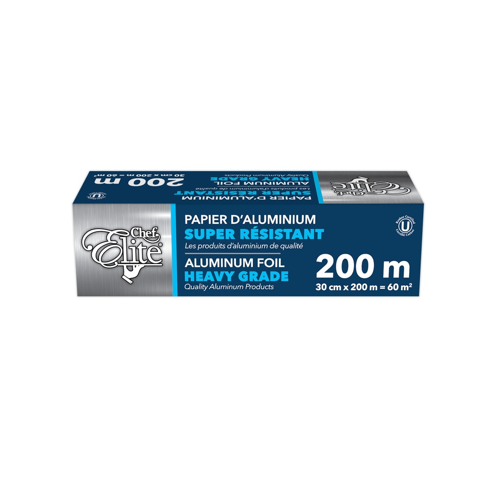 Chef Elite Rouleau de papier d'aluminium, 30 cm x 200 m