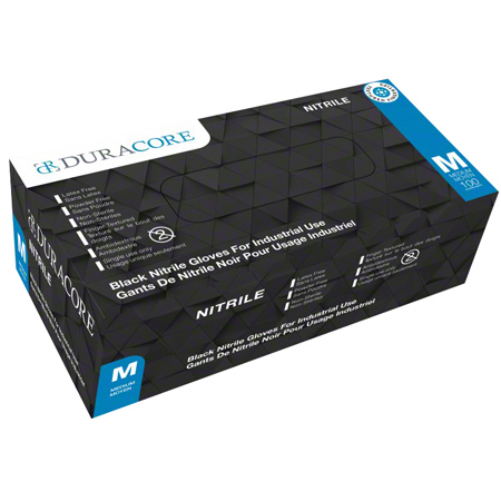 Duracore Industrial Nitrile Gloves, Powder-Free, 6 mil, Black, X-Large, Box of 100
