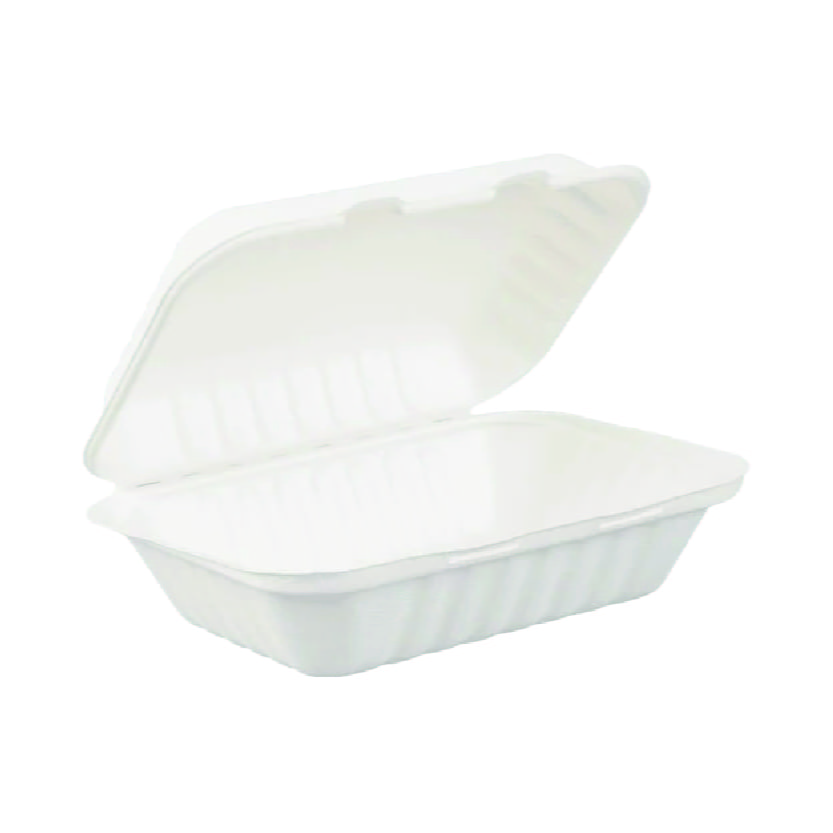 Duracore Contenant alimentaire à charnière en bagasse Dura-Pak, 9 x 6 po, caisse de 250