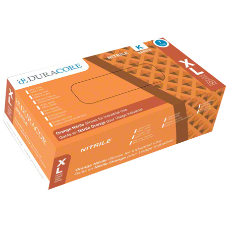 Duracore Diamond Texture Nitrile Gloves, 7.7 mil, Orange, X-Large, Box of 100