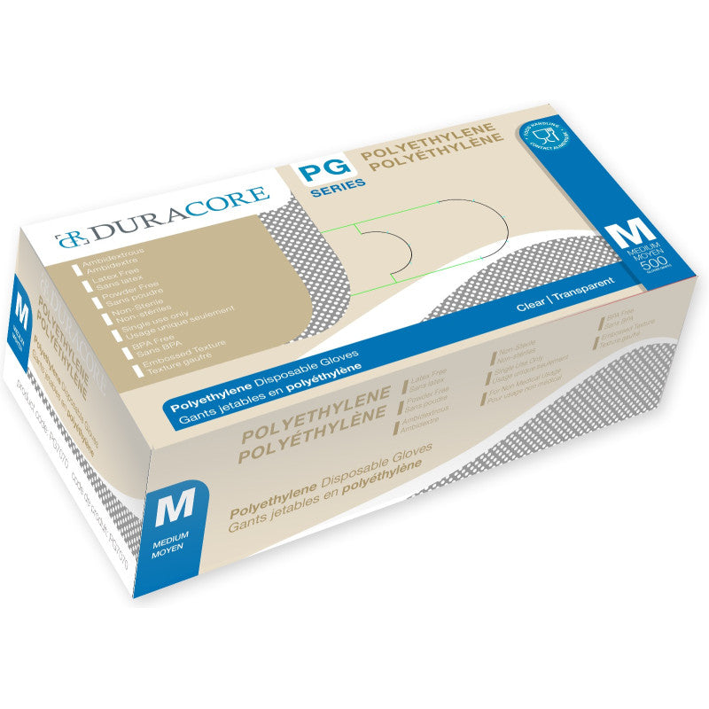 Duracore Gants en polyéthylène, grands, boîte de 500