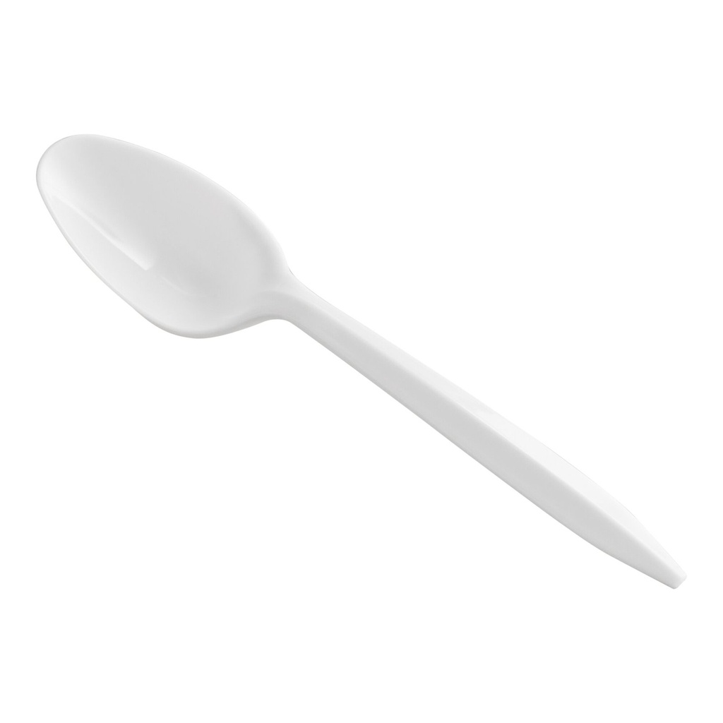 Plastic Teaspoon, 5.75 in, Medium Weight Polypropylene, White, Case of 1000