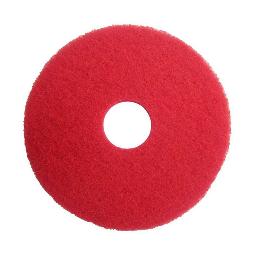 Globe Commercial Buffing Floor Pad, Red, 17"