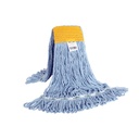 Globe Commercial Syn-Pro Synthetic Wet Mop, Looped End, Wide Band, Blue, 20 oz