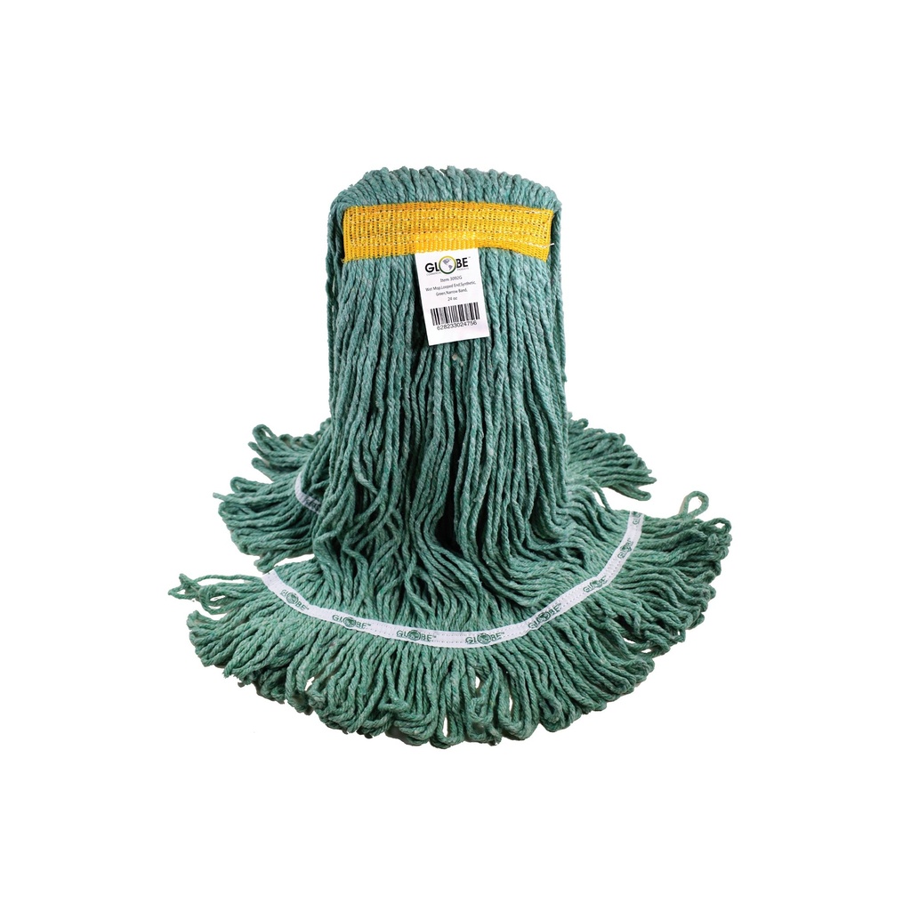 Globe Commercial Syn-Pro vadrouille humide synthétique, brins bouclés, bande étroite, vert, 24 oz