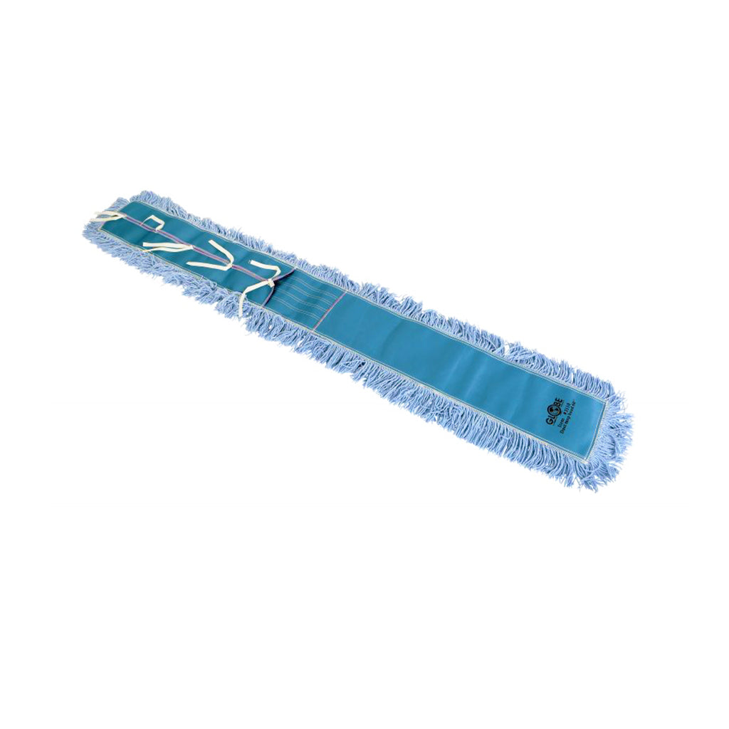 Globe Commercial Pro-Stat Dust Mop with Ties, Blue, 60" x 5"
