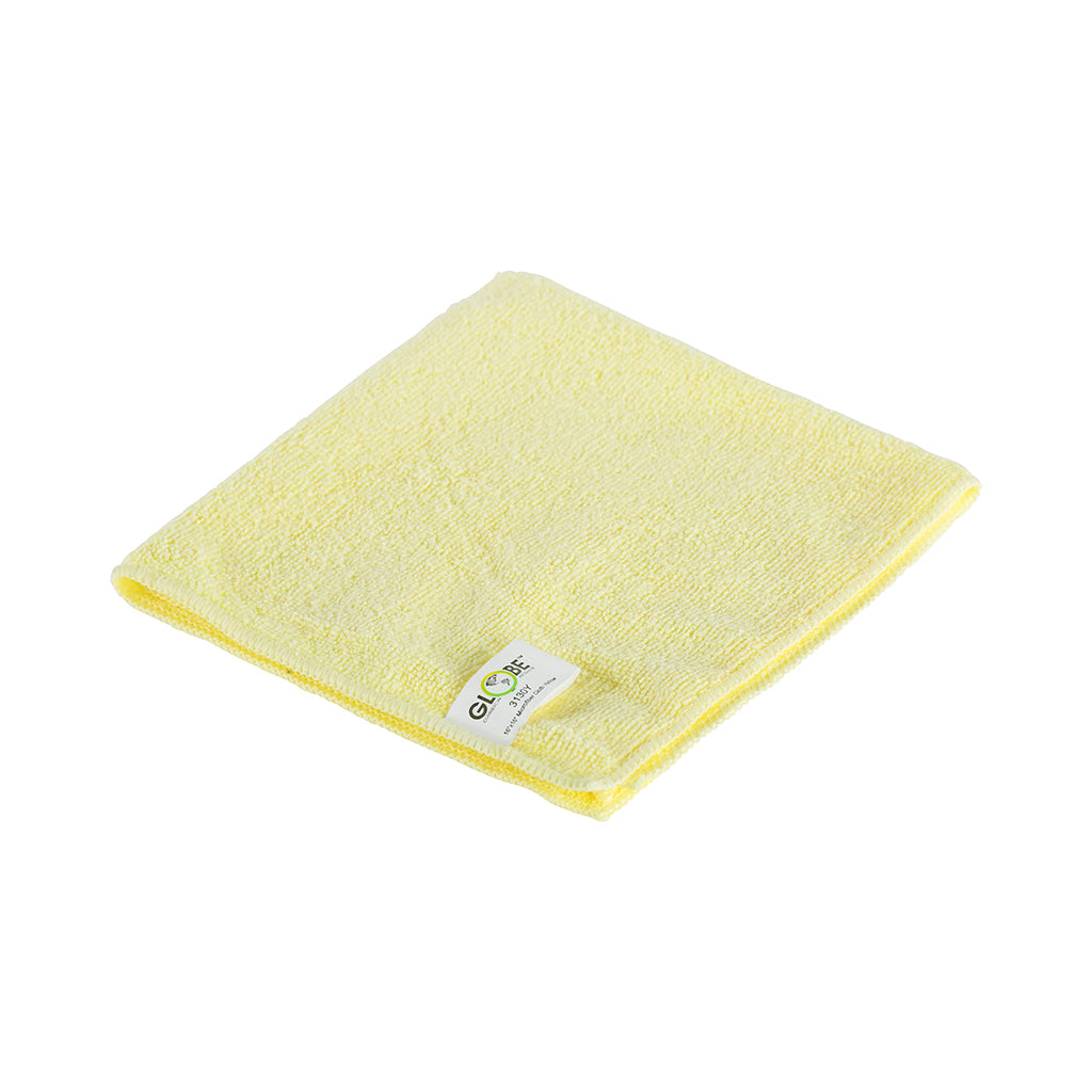 Globe Commercial linge en microfibre, 240 g/m², jaune, 14 po x 14 po, paquet de 10
