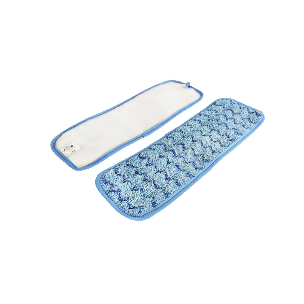 Globe Commercial tampon plat en microfibre pour vadrouille humide, bleu, 18 po