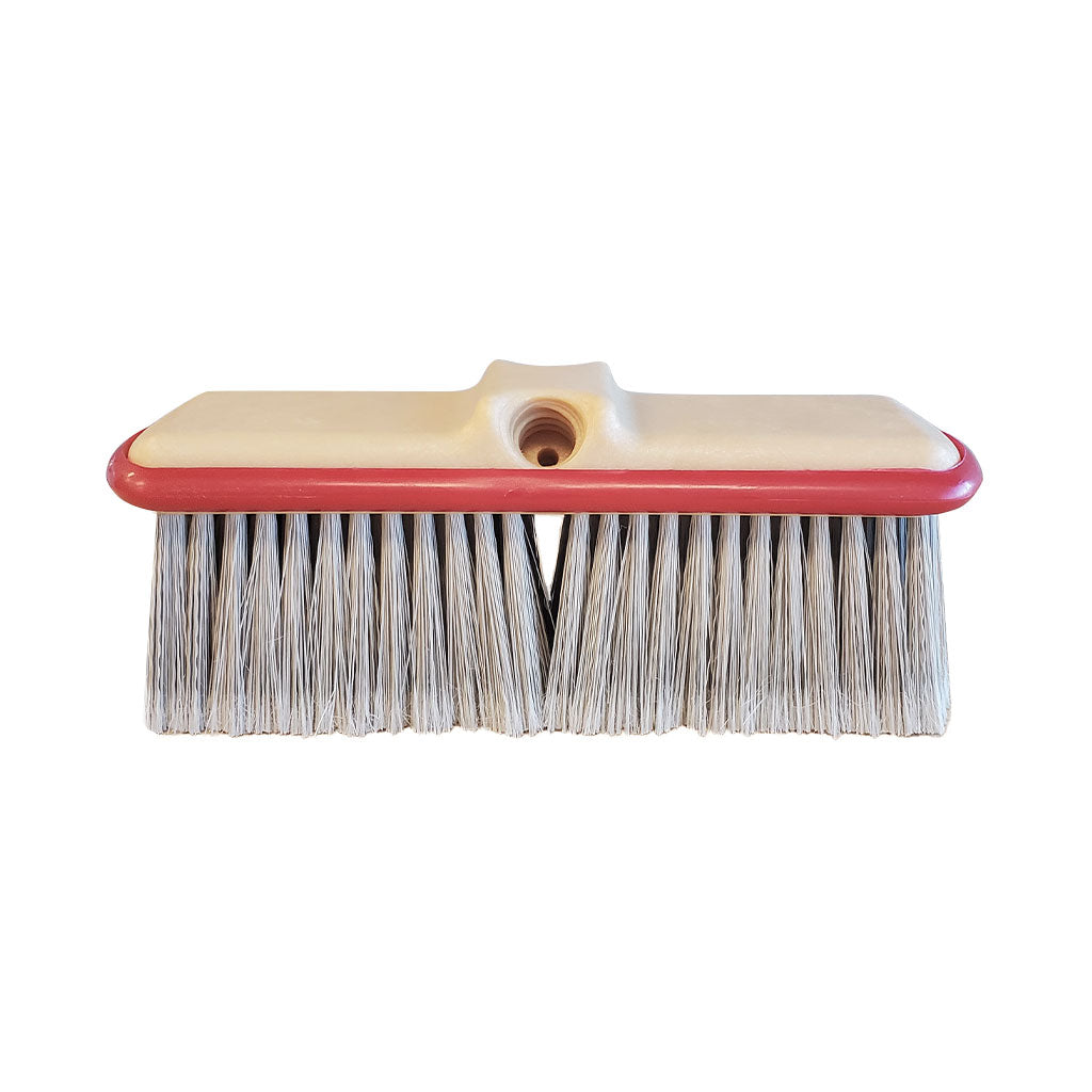 Globe Commercial Acid-Resistant Floor Brush with Vinyl Bumper, Grey Bristles, 10"