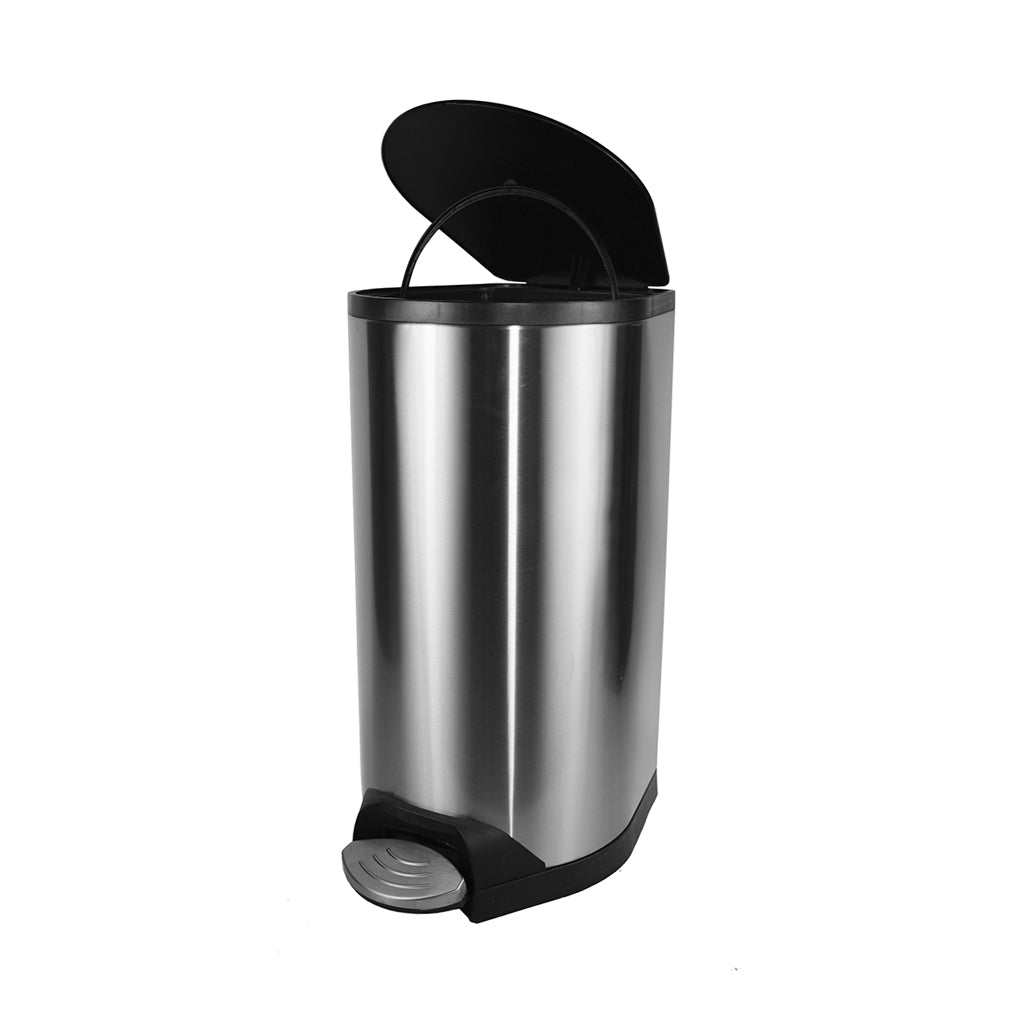 Globe Commercial Step-On Waste Can with Soft-Close Lid, 20 L, Stainless Steel
