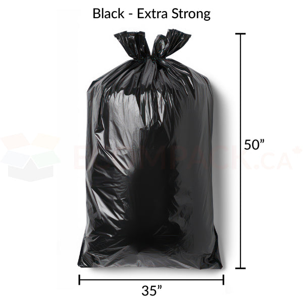 Imaflex Garbage Bags, 35 x 50 in, Extra Heavy-Duty, Black, Case of 100