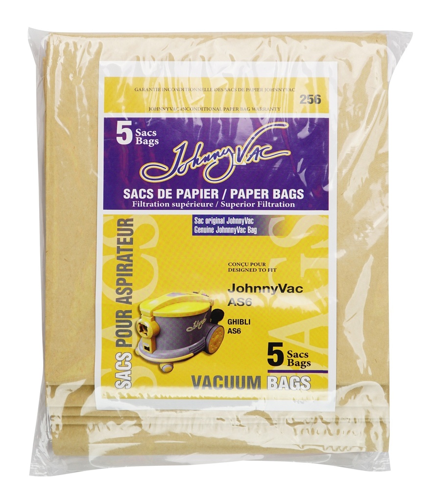 Johnny Vac Paper Vacuum Bags for AS6, Pack of 5