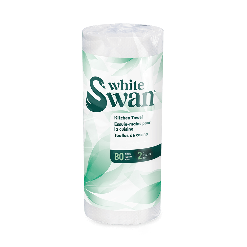 Kruger Products White Swan Kitchen Paper Towels, 2-Ply, 80 Sheets, Case of 30 Rolls
