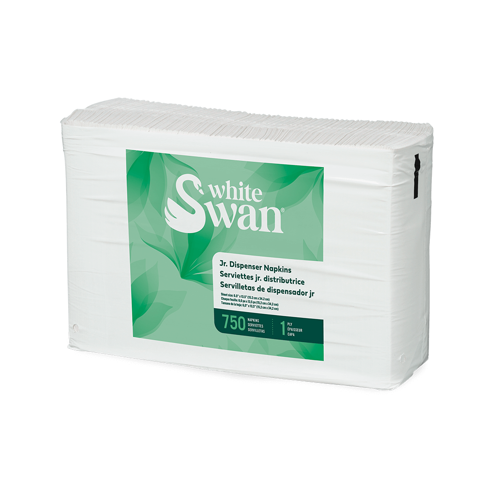 Kruger Products White Swan Junior Table Napkins, Case of 12 x 750