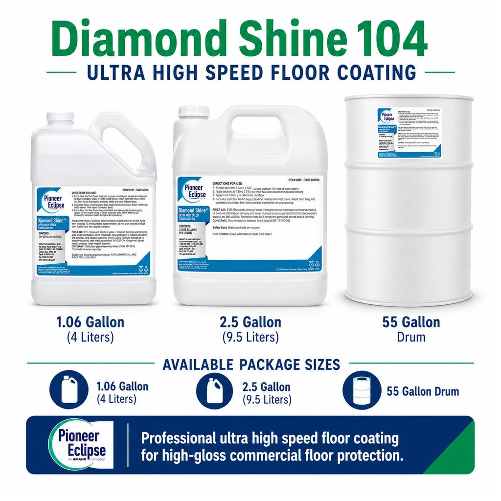 Pioneer Eclipse Diamond Shine Floor Finish, 9.45 L