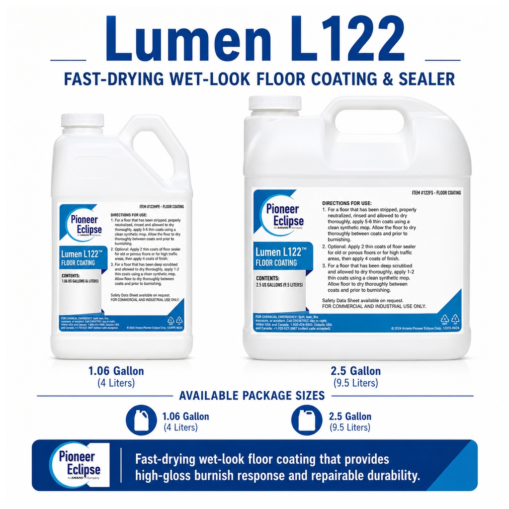 Pioneer Eclipse Lumen L122 Floor Finish, 2.5 gal (9.46 L)