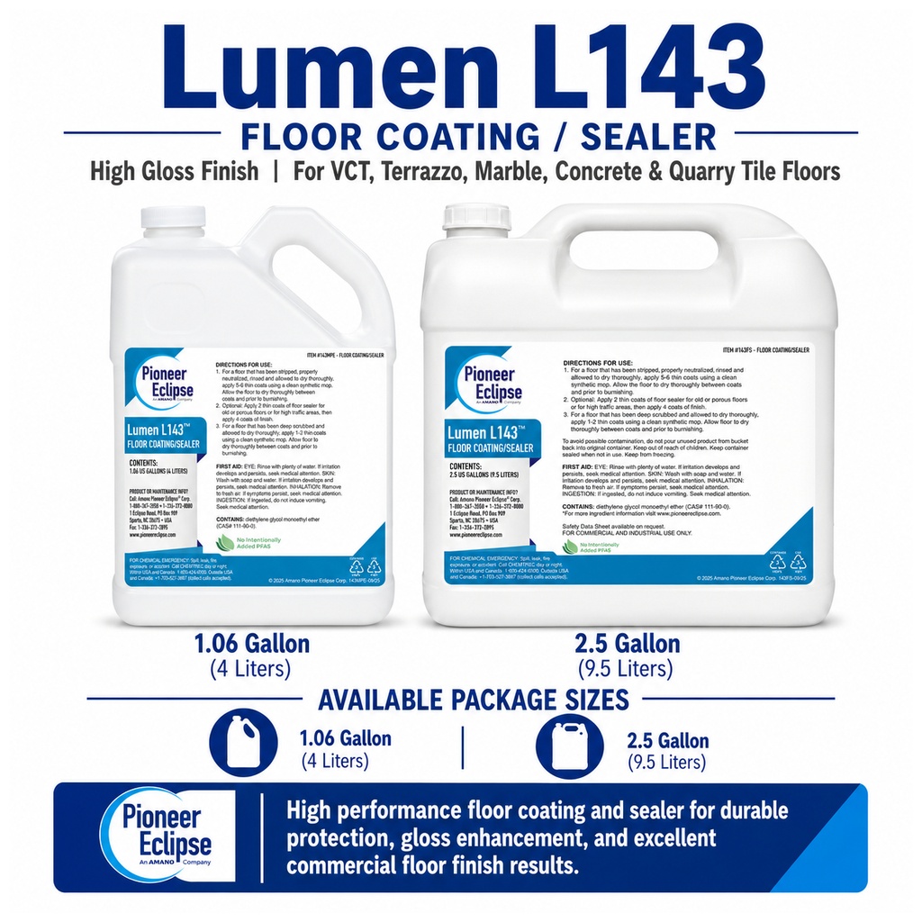 Pioneer Eclipse Lumen L143 Floor Finish and Sealer, 2.5 gal