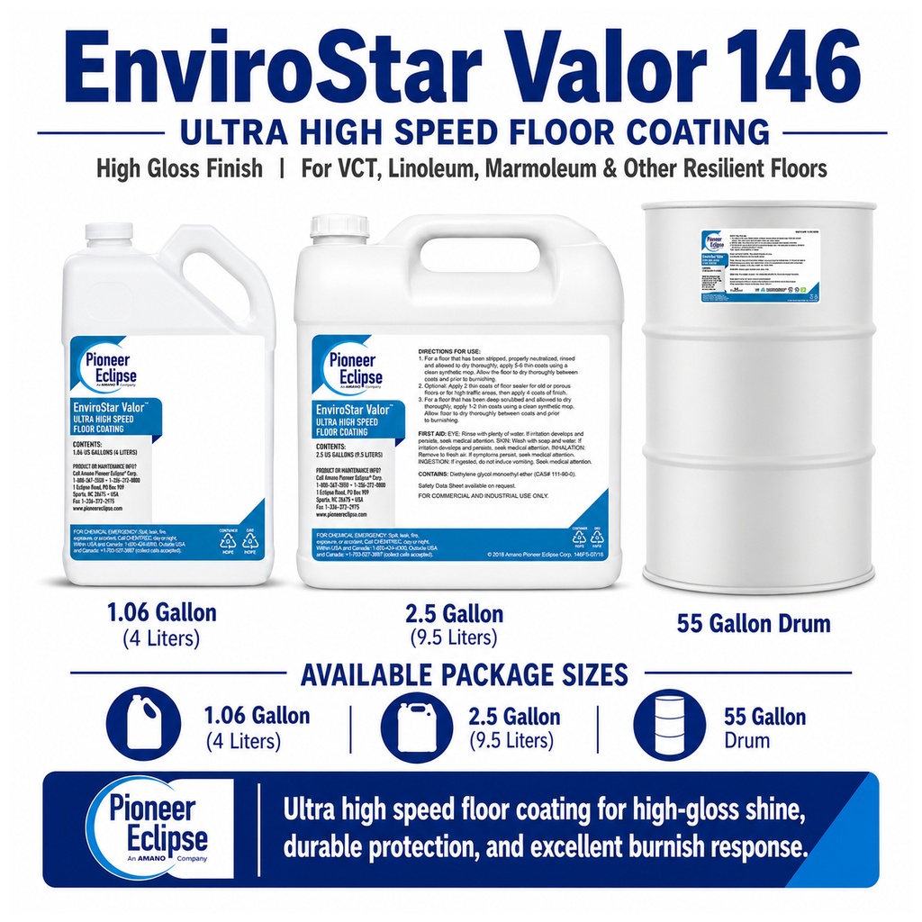 Pioneer Eclipse Envirostar Valor Ultra-High-Speed Floor Finish, 2.5 gal