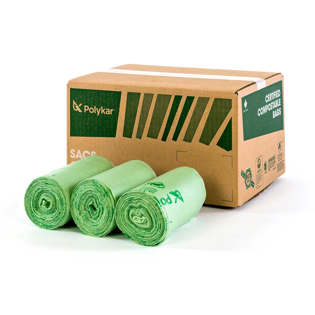 Polykar Compostable Garbage Bags, 24 x 32 in, Case of 200