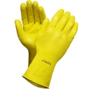 Ronco Light-Fit Flock-Lined Latex Gloves, 16 mil, Yellow, 12 in, Large, 1 Pair