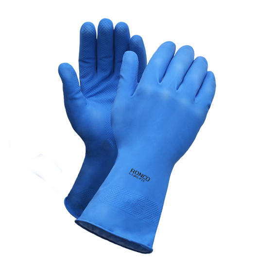 Ronco Flock-Lined Latex Gloves, 16 mil, Blue, X-Large, 1 Pair
