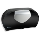 San Jamar Distributrice de papier hygiénique jumbo double, rouleaux de 9 po, noire et inox