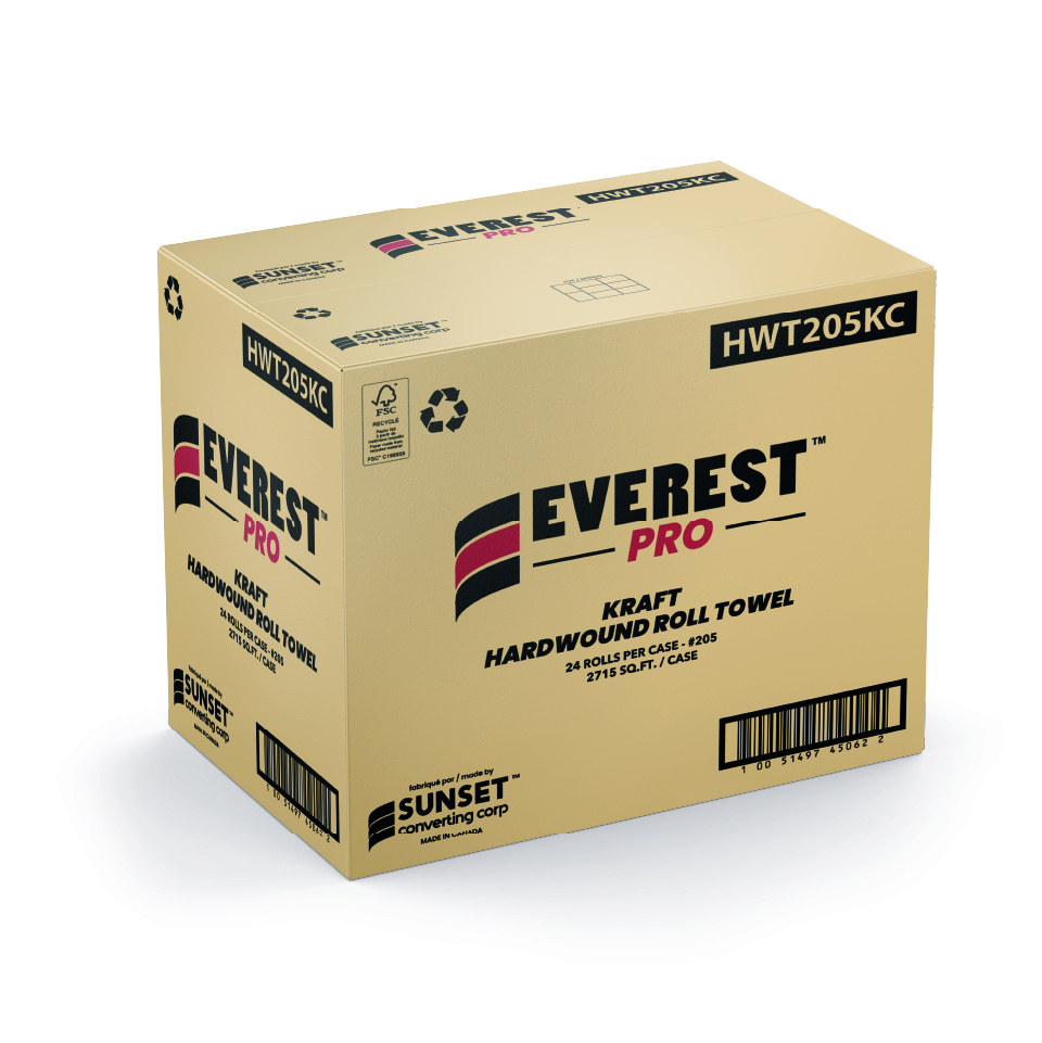 Everest Pro Rouleaux d'essuie-mains, bruns, 205 pi, caisse de 24