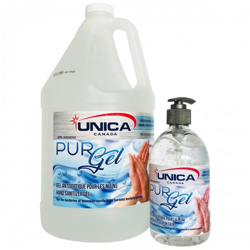 Unica Désinfectant pour les mains en gel antibactérien à l'alcool Purgel, flacon-pompe de 500 mL