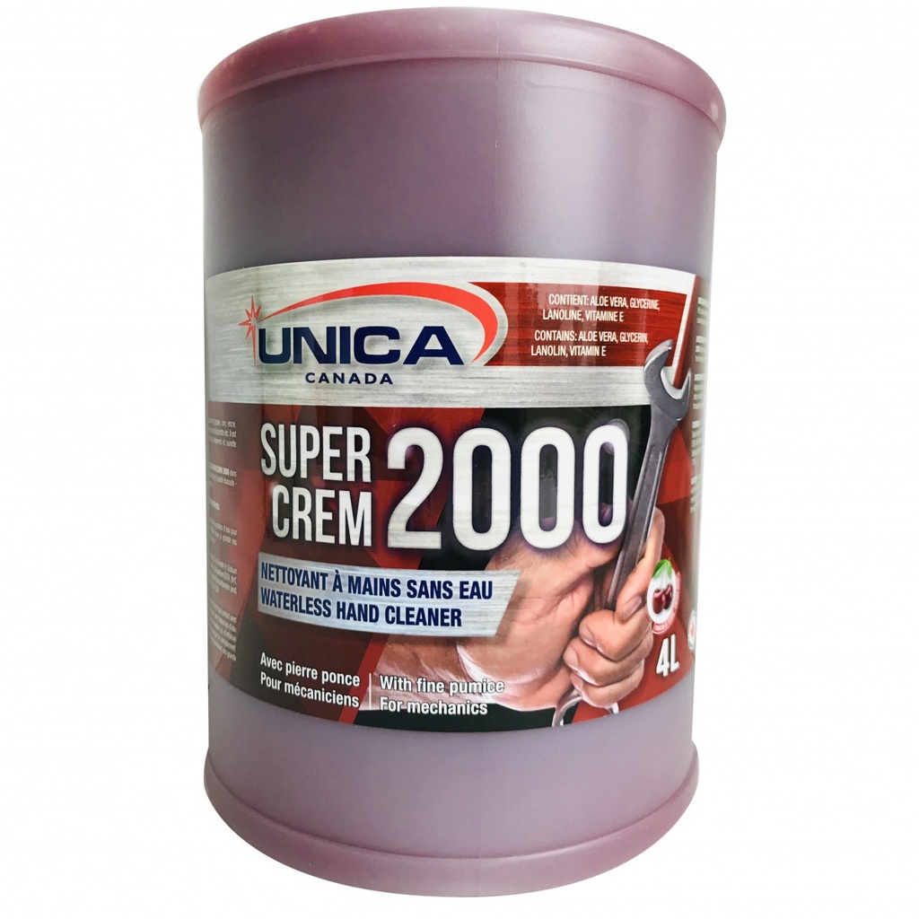 Unica Savon à mains industriel Super Crem 2000 à la pierre ponce, cerise, 4 L