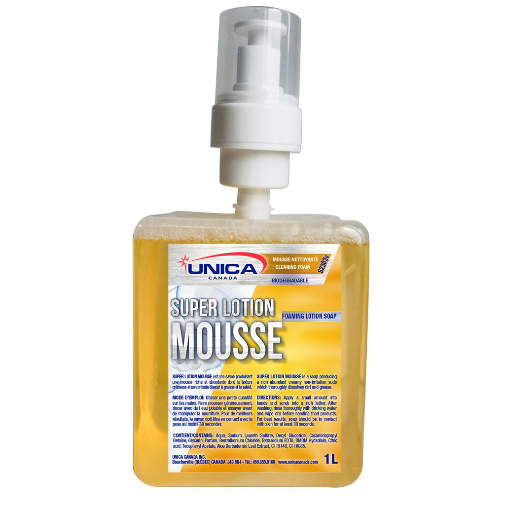 Unica Savon à mains en mousse antibactérien Super Lotion, cartouche avec valve, 1 L