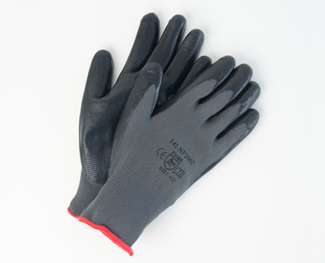 Wayne Safety Nitrile Foam Coated Nylon Work Gloves, Black, Size 6
