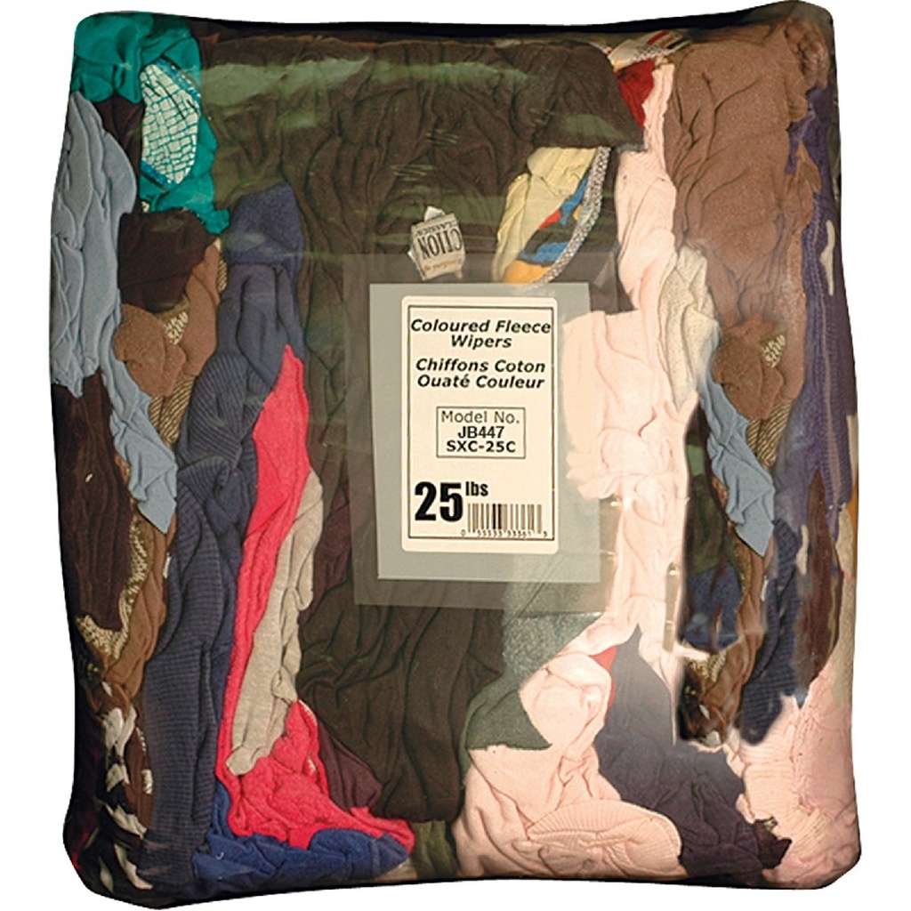 Wipeco Assorted Colour Cotton Fleece Rags, 25 lb Box