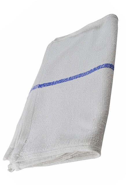 Wipeco Serviettes en ratine blanches à rayure bleue, 16 x 19 po, boîte de 8 lb
