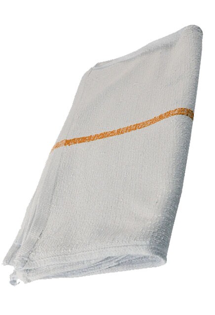 Wipeco White Terry Towels with Yellow Stripe, 16 x 19 in, 8 lb Box