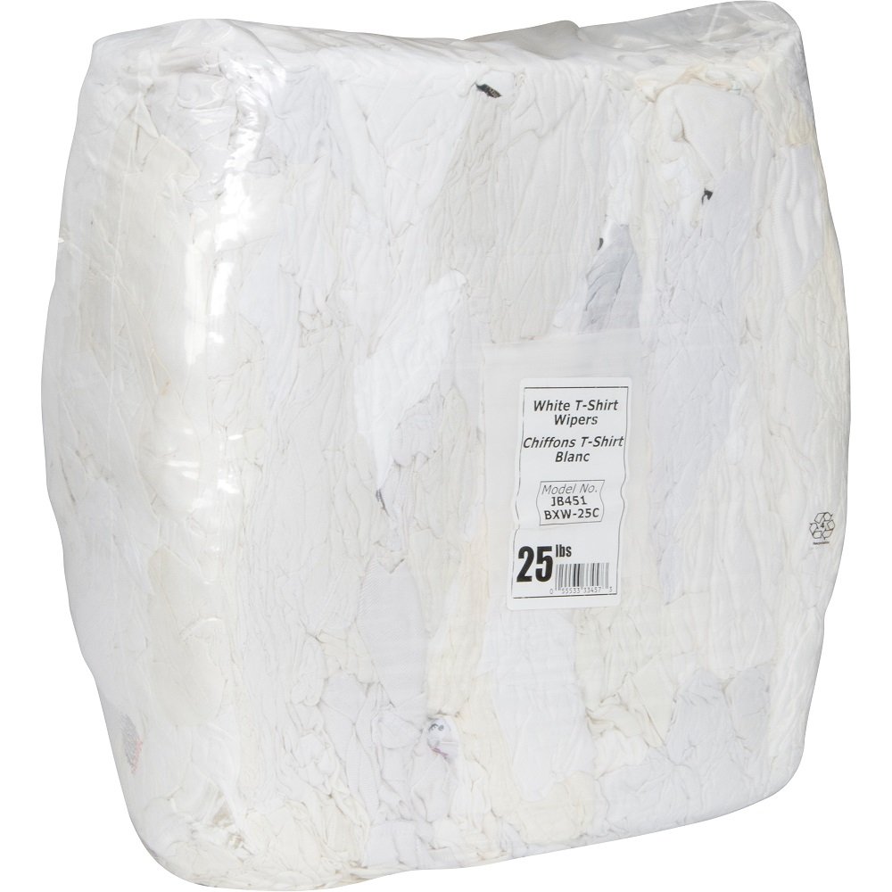 Wipeco Chiffons de t-shirt blancs, boîte de 10 lb