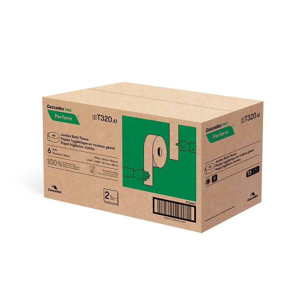 Cascades PRO Perform Jumbo Toilet Paper, 2 Ply, White (T320)
