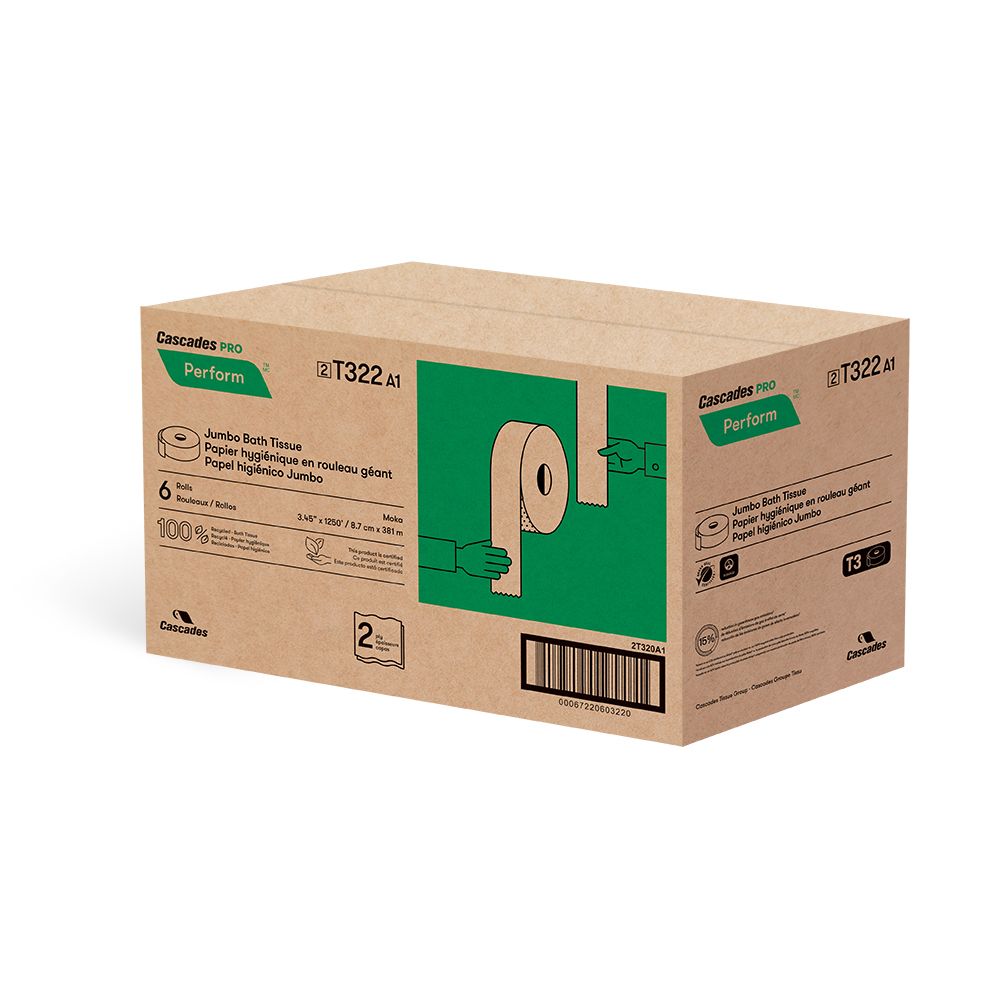 Papier toilette en rouleau géant Cascades PRO Perform, 2 épaisseurs, Moka (T322)
