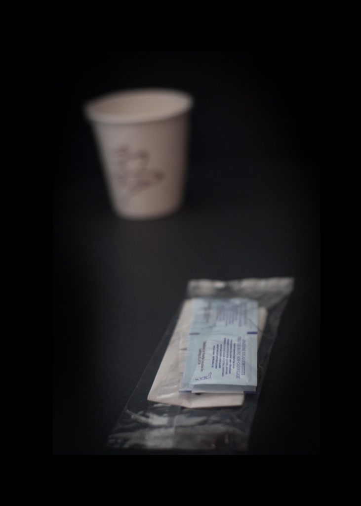 Coffee condiments (sugar, stick, creamer, 1 napkin)