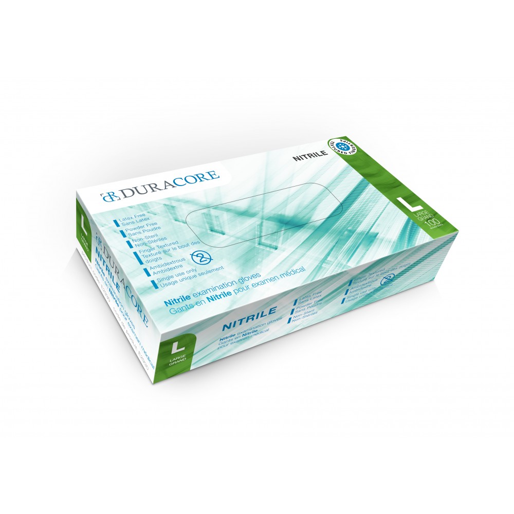 Gants Nitrile Duracore – Grand, 3.2mil, 100/boîte
