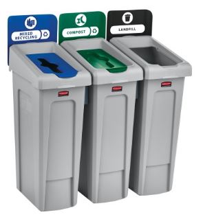 Station de recyclage à 3 voies / déchets, composte et recyclage mixte