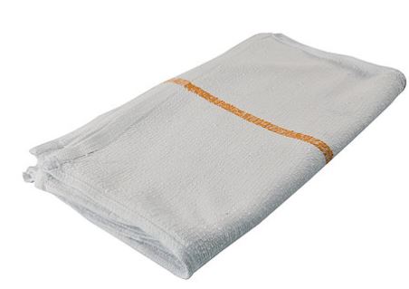 White, terry towels with yellow stripe, 25 lbs