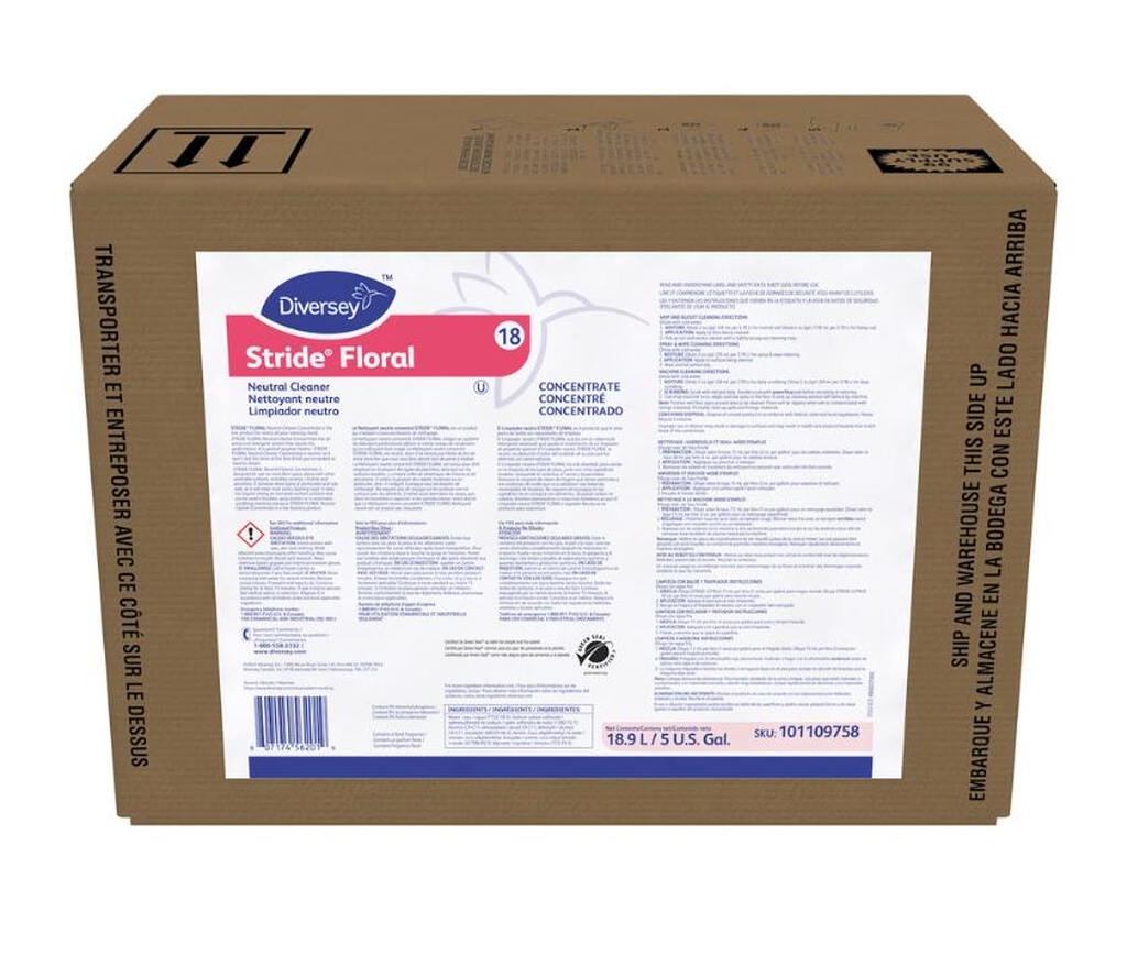 Stride® Floral 18 Neutral Cleaner Concentrate – 18.9 L Bag-in-Box