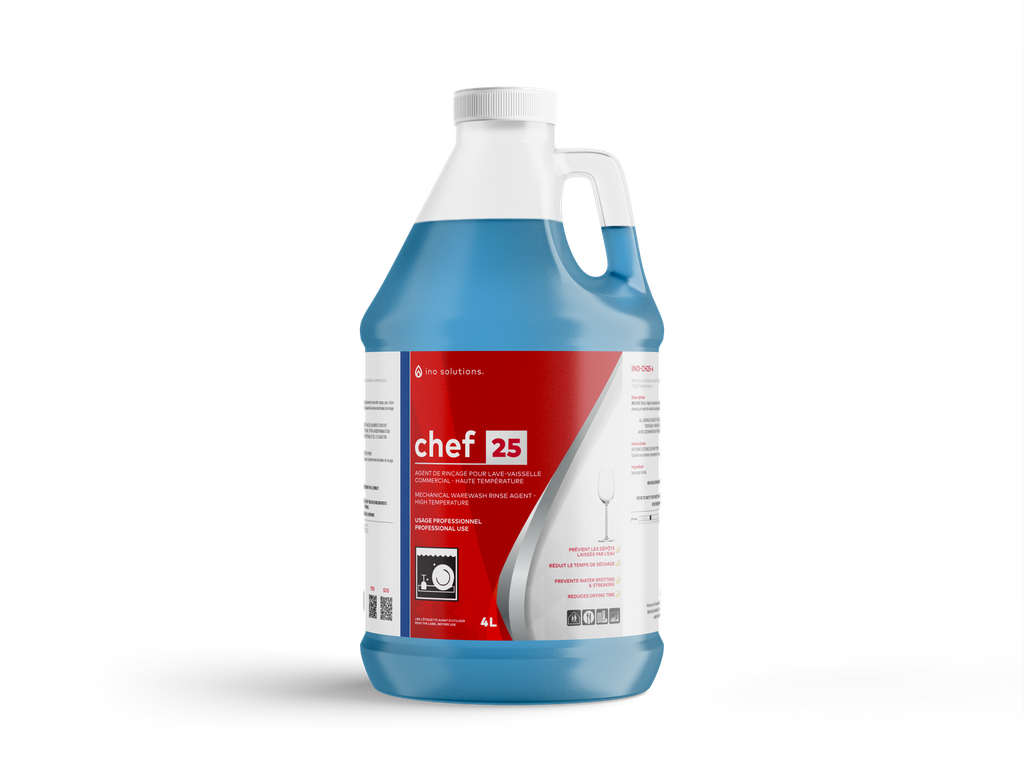 INO CHEF 25 – Mechanical Warewash Rinse Agent, High Temperature – 4 L