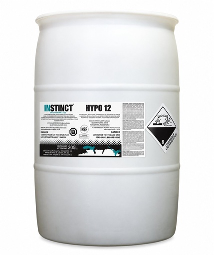 Instinct Hypo 12 Concentrated Chlorine 12%, NSF, 205 L Drum