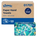 Kleenex Pop-Up Box Hand Towels, White, 18 Packs of 120
