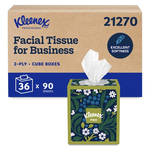 Kleenex Upright Cube Facial Tissue, 2-Ply, 95 Sheets, Case of 36