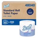 Scott Essential Standard Roll Bathroom Tissue, 2-Ply, 550 Sheets per Roll, Case of 40