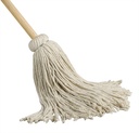 M2 Professional Yacht Wet Mop, White Cotton, Cut-End, 10 oz, with 48 in Wood Handle